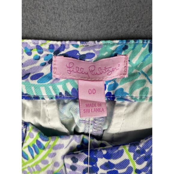 NWT Lilly Pulitzer Shanna Stretch Crop Pants Fantasea Size 00 purple green - Picture 4 of 8